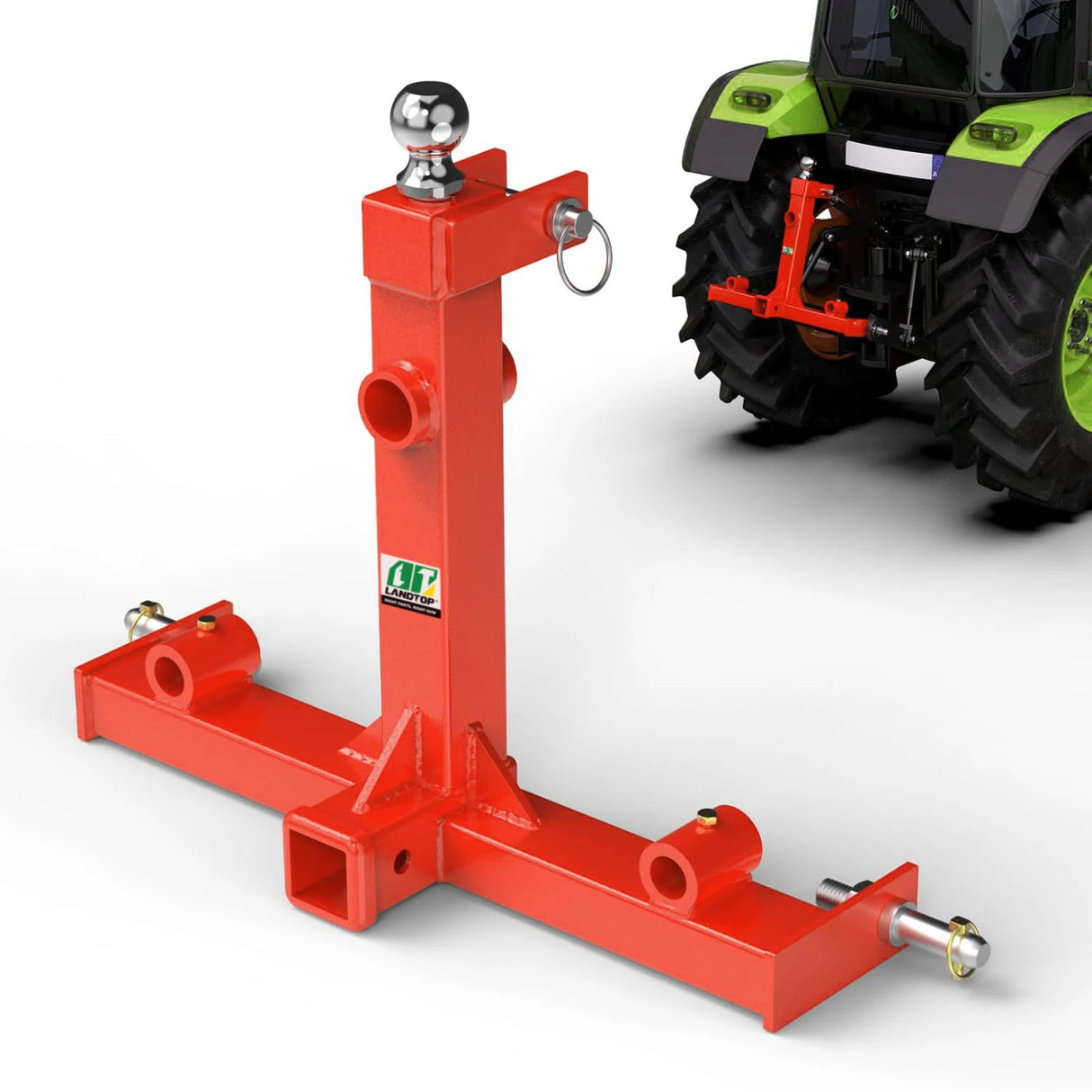3000LBS 3 Point Gooseneck Trailer Hitch with 2" Receiver Hitch & Trailer Ball Drawbar for Category 1 Tractors