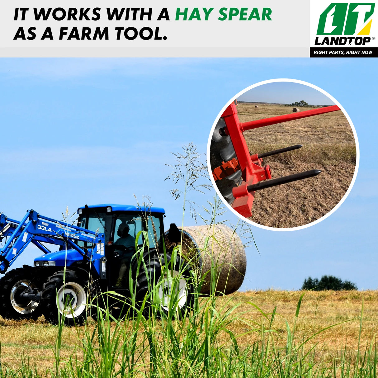 3000LBS 3 Point Gooseneck Trailer Hitch with 2" Receiver Hitch & Trailer Ball Drawbar for Category 1 Tractors