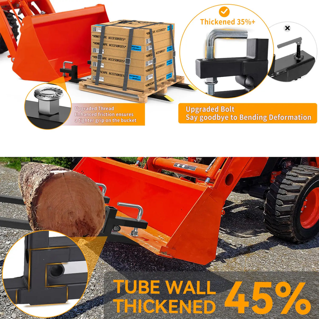 43" clamp on pallet forks