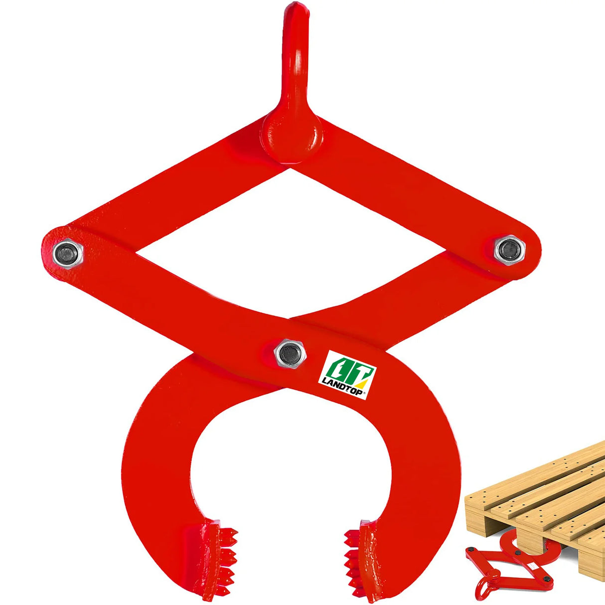 2T/4409lb Pallet Puller Steel Single Scissor Red Pallet Puller Clamp 4409 LBS Capacity Pallet Grabber 6.3 Inch Jaw Opening x 0.5 Inch Jaw Height arbitrarily Changed to Adjust The use