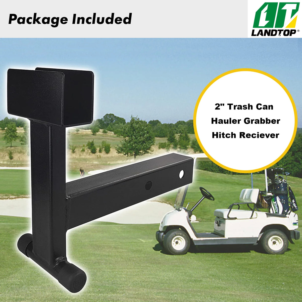 Trash Can Hauler Grabber with 2 inch Hitch Reciever, Garbage Hauling Towing Hitch Attachment on Lawnmower Three Point Hitch Fit for Lawn Mower Garden Tractors