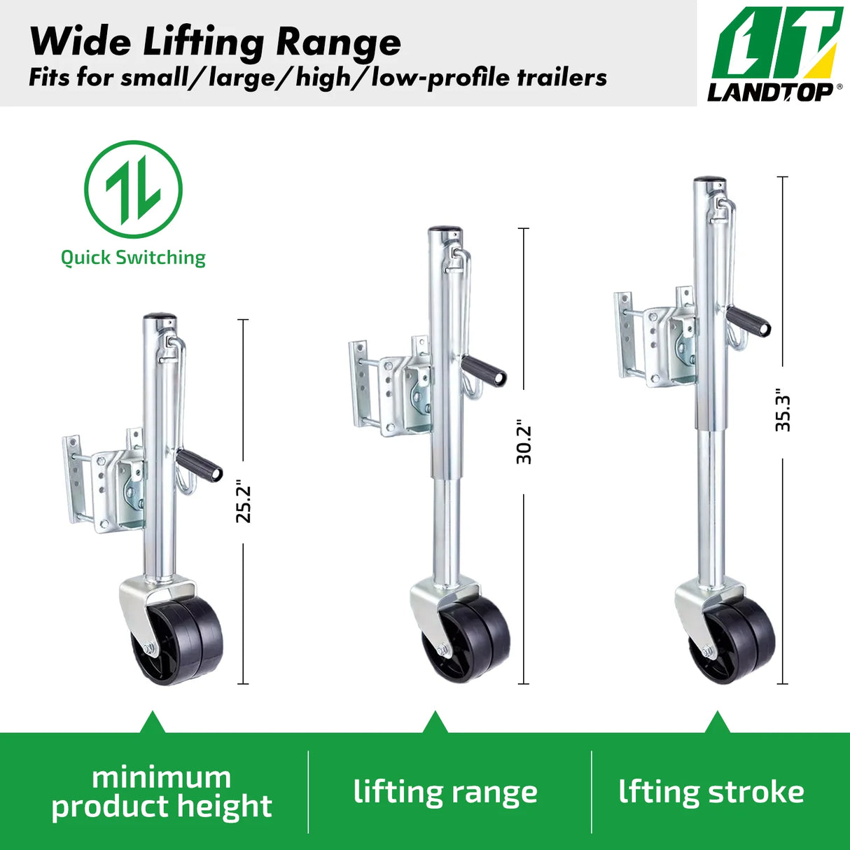 Trailer Jack Boat Trailer Jack 35.3 in 2000 lb with PP Wheels &Detachable Handle