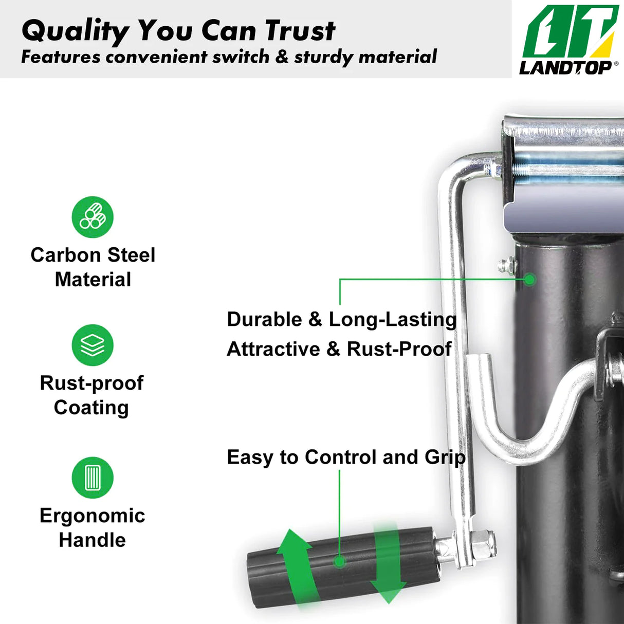 2500 lbs Heavy Duty Swivel Bolt-On Trailer Jack, 15" Lift for RV Trailer, Horse Trailer, Utility Trailer, Yacht Trailer