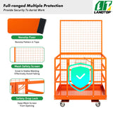 Forklift Safety Cage, 1400lbs Load Capacity, 43" x 45" Forklift Work Platform with Safety Harness & Lock, Drain Hole & Wheels & Tool Basket, Dual Nonslip Design Perfect for Aerial Work