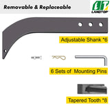 6pcs Box Blade Shank, 16" Scarifier Shank, 3 Holes Box Scraper Shank, Ripper Shank with Removable Tapered Teeth and Pins, Adjustable Shanks Assembly for Replacement, Digging, Plowing