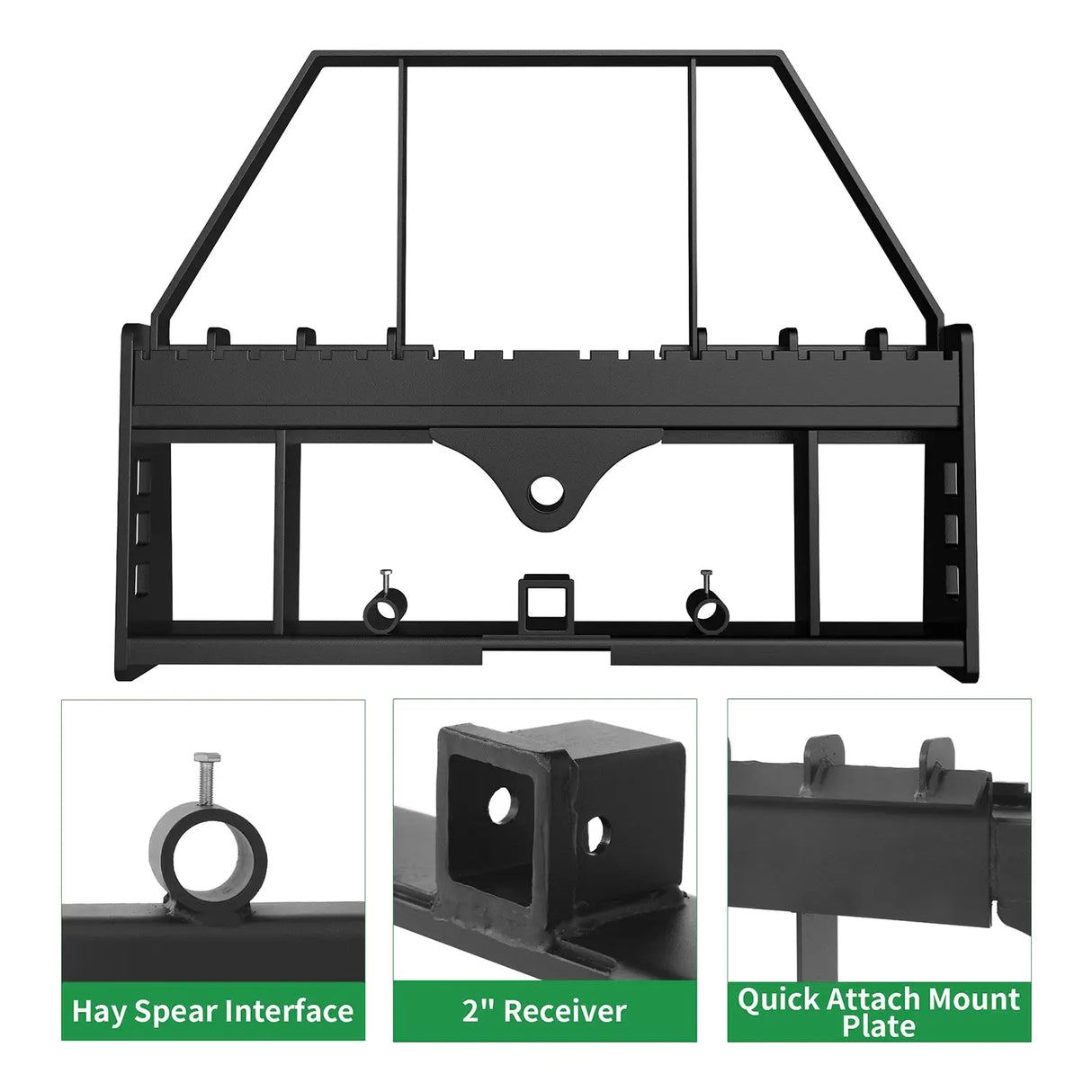 4000lbs 45" Pallet Forks Frame Attachment With Head Rack & 2 Inch Receiver Hitch & Spear Sleeves