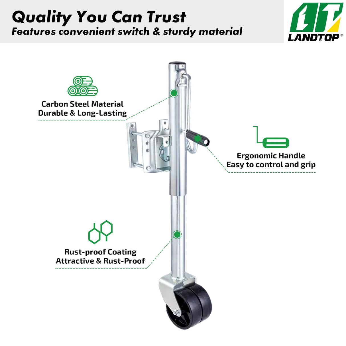 Trailer Jack Boat Trailer Jack 35.3 in 2000 lb with PP Wheels &Detachable Handle