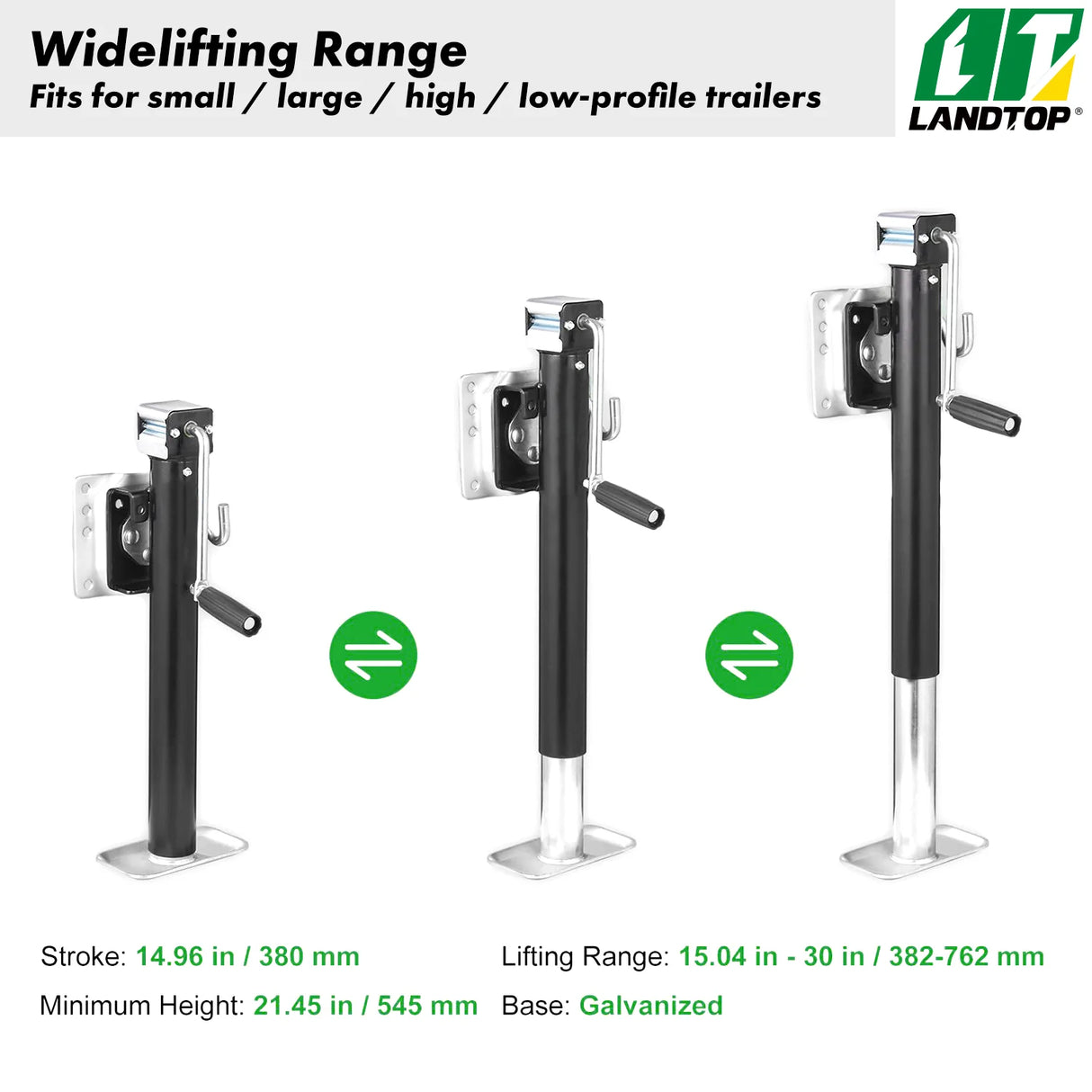 2500 lbs Heavy Duty Swivel Bolt-On Trailer Jack, 15" Lift for RV Trailer, Horse Trailer, Utility Trailer, Yacht Trailer