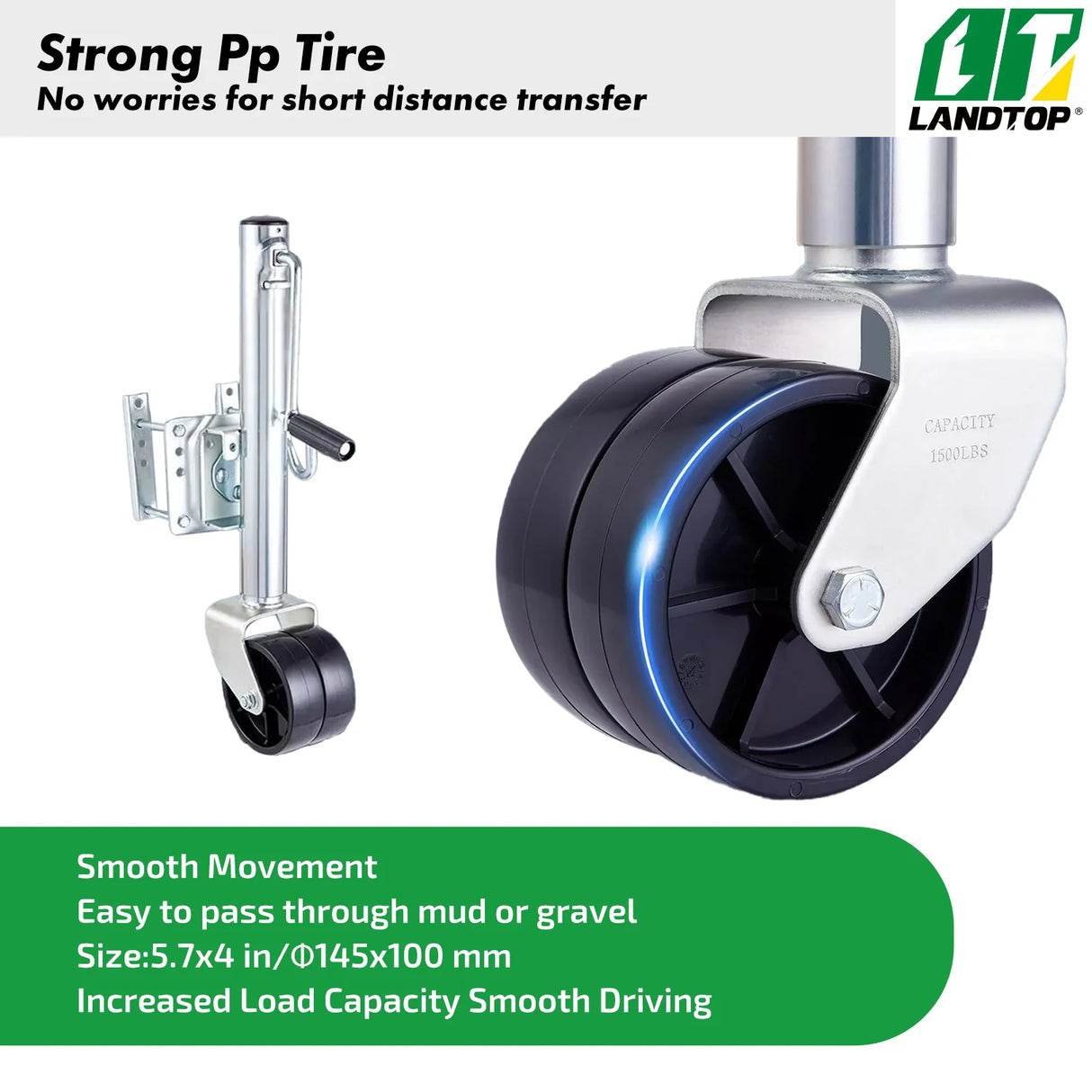 Trailer Jack Boat Trailer Jack 35.3 in 2000 lb with PP Wheels &Detachable Handle