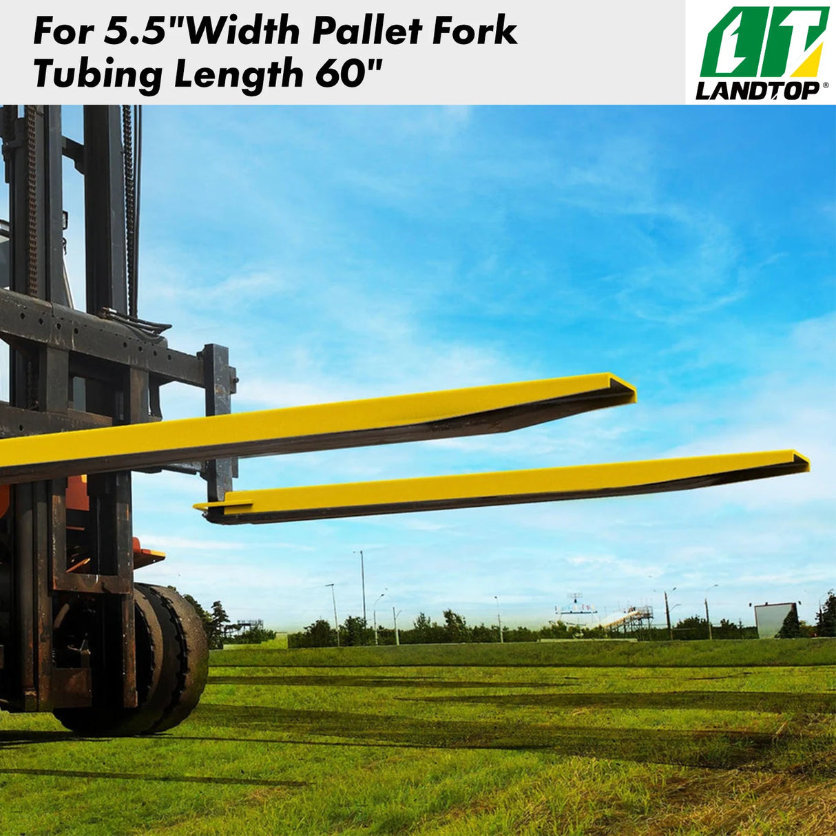 Fork Extensions 60 inch Length, 5.5 inch Width Pallet Fork Extensions for Forklift, Heavy Duty Steel 1 Pair Forklift Extensions,Yellow