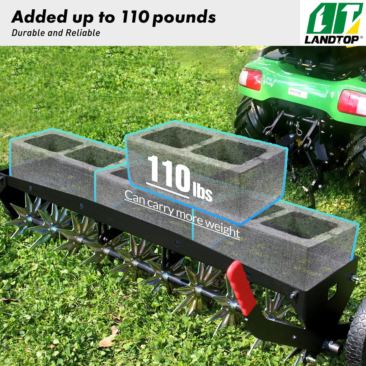 40-Inch Tow Behind Spike Aerator with Galvanized Steel Tines, Durable Lawn Aerator Soil Penetrator Spikes Tractor with Extra-Wide Tow Bar for Lawn and Farm, Black