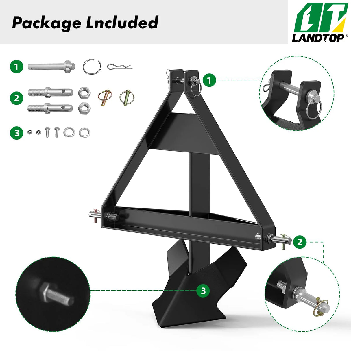 Middle Buster for Category 1 3-Point Hitch, Heavy Duty Middle Buster Quick Hitch Tractors Steel Furrowing Plow Mechanical Plowing, Soil Tiller (3 Ponit(1/2blade))
