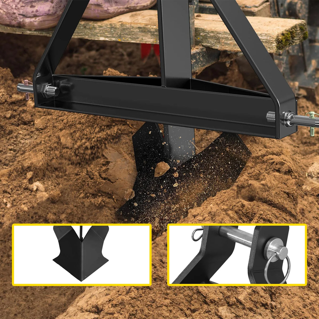 Middle Buster for Category 1 3-Point Hitch, Heavy Duty Middle Buster Quick Hitch Tractors Steel Furrowing Plow Mechanical Plowing, Soil Tiller (3 Ponit(1/2blade))