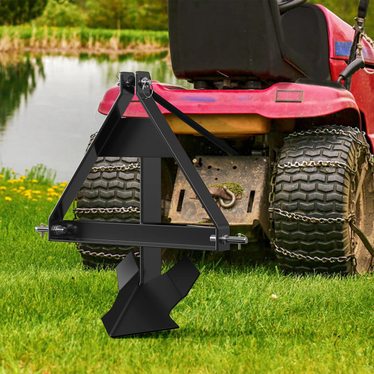Middle Buster for Category 1 3-Point Hitch, Heavy Duty Middle Buster Quick Hitch Tractors Steel Furrowing Plow Mechanical Plowing, Soil Tiller (3 Ponit(1/2blade))