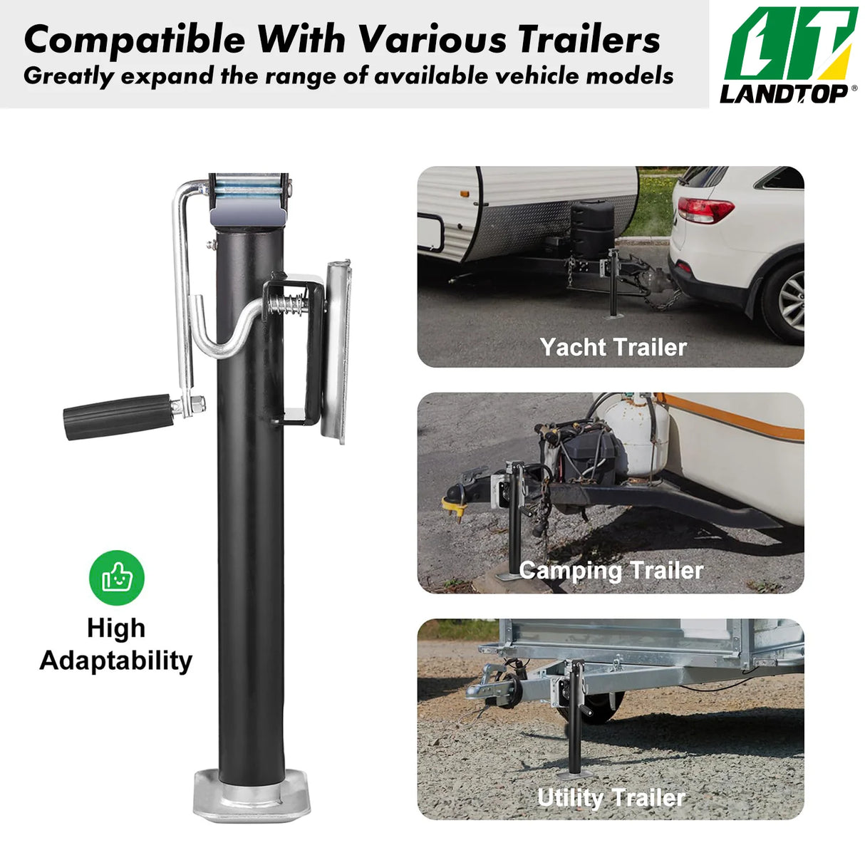 2500 lbs Heavy Duty Swivel Bolt-On Trailer Jack, 15" Lift for RV Trailer, Horse Trailer, Utility Trailer, Yacht Trailer