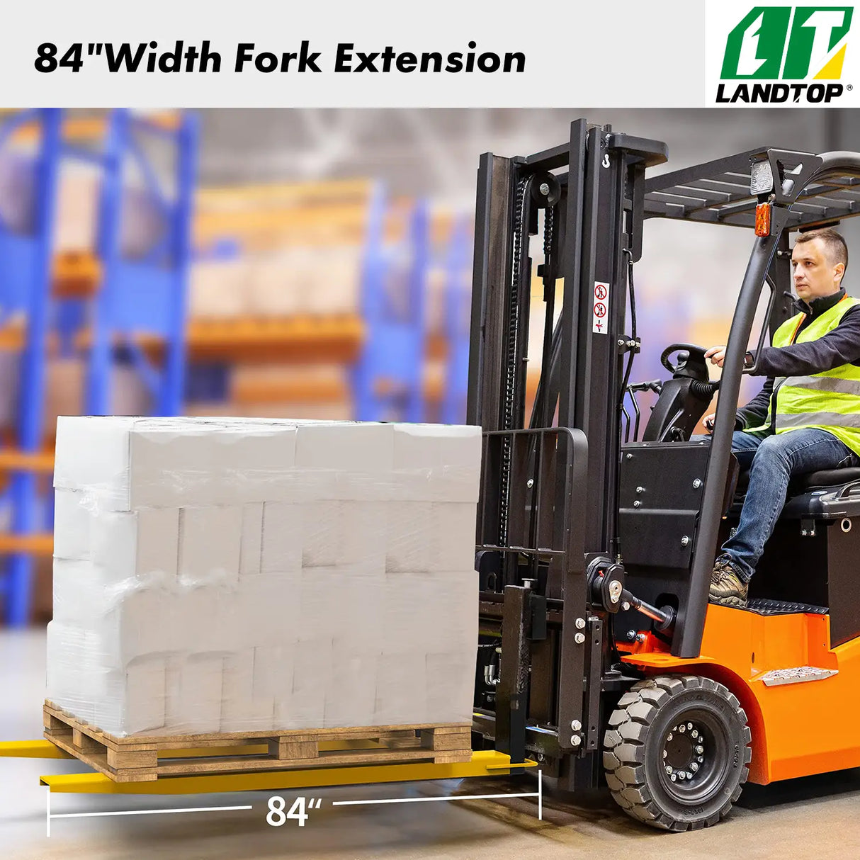 Pallet Fork Extension 84 Inch Length 4.5 Inch Width, Heavy Duty Steel Pallet Extensions for Forklift Truck, Yellow