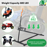 Lawn Mower Lift Jack 882 Lbs Capacity Lifting Platform Telescopic Maintenance Jack for Garden Tractors and Riding Lawn Mowers with Manual Handle & Power Tool Extension Handle, Black
