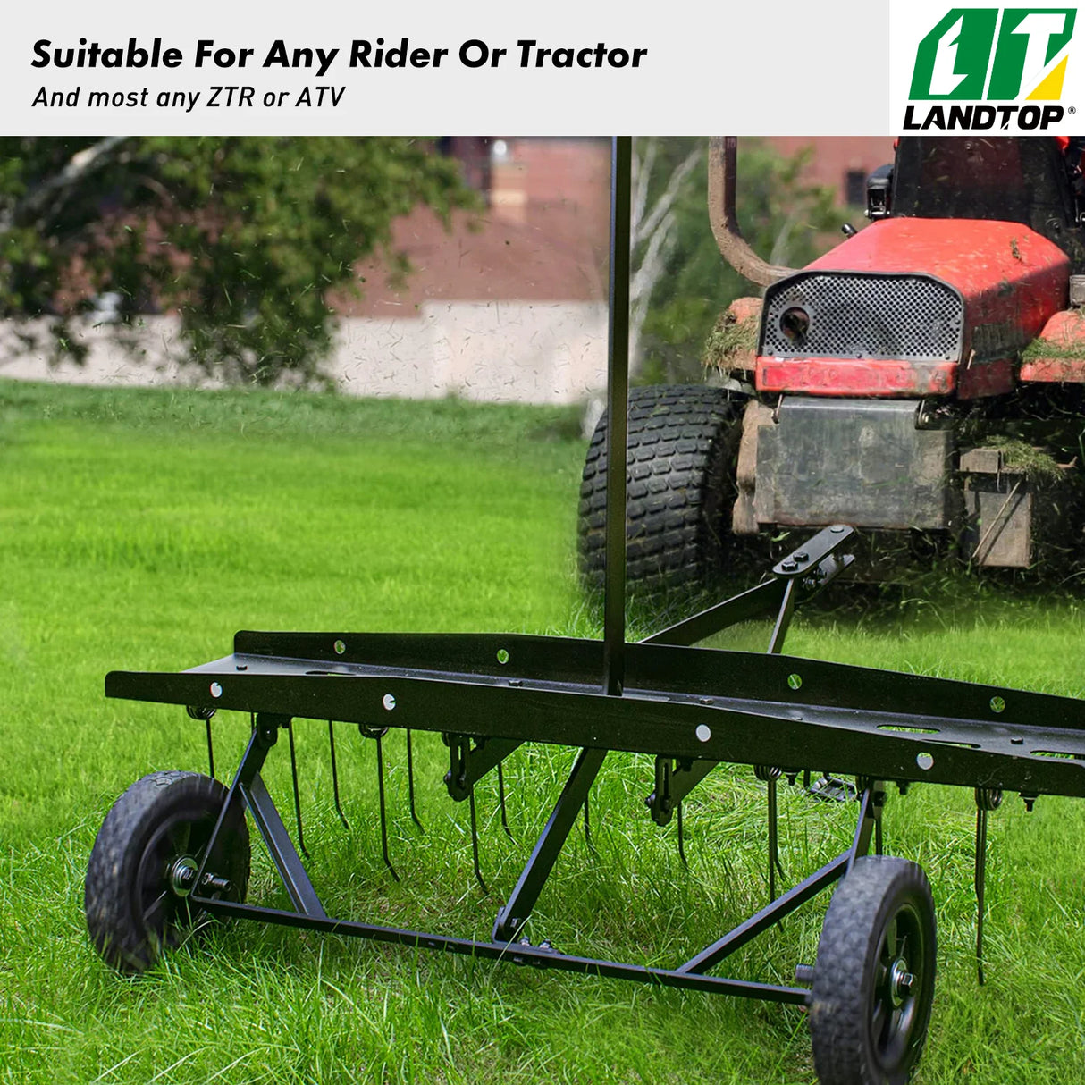 40inch Tow Behind Dethatcher with 20 Spring Steel Tines,Lawn Sweeper Garden Grass Tractor Rake Removes Thatch from Large Lawns, Riding Lawn Mower Attachments for Outdoor Yard Tools Lawn Care