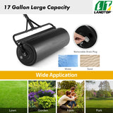 Black Lawn Roller, Push/Tow-Behind Lawn Roller, 17 Gallon/63L Water Sand Filled Sod Roller Drum Roller with Detachable Gripping Handle, Yard Roller Pull Behind a Tractor for Garden Yard Park Farm