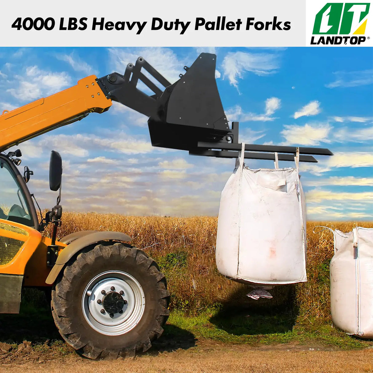 60" 4000lbs Clamp on Pallet Forks Heavy Duty Tractor Forks with Adjustable Stabilizer Bar Tractor Bucket Forks for Tractor Attachments, Skid Steer, Loader Bucket