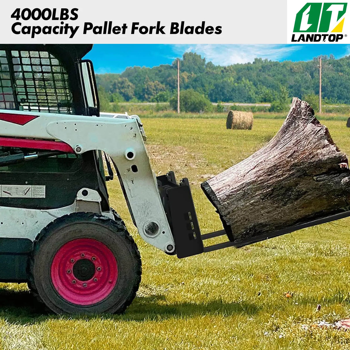 4000lbs Skid Steer Pallet Fork 48" Frame Pallet Forks for Kubota Bobcat Skid Steer Loaders Tractors