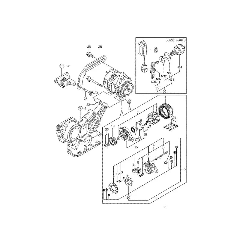 Alternator for Mustang 2044 Skid Steer Loader Yanmar Engine 1995ccm 4TNE84