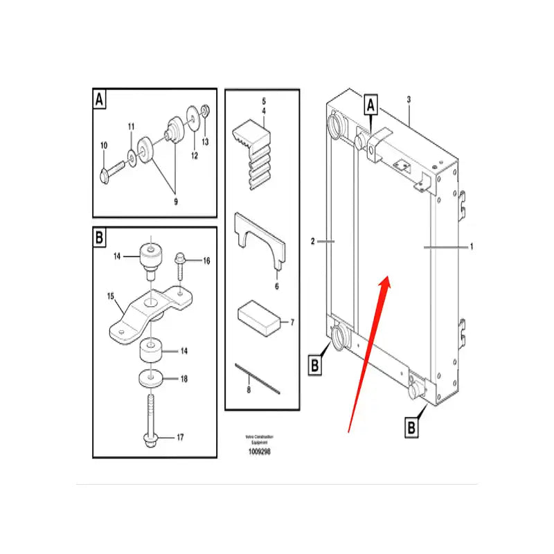 Engine Water Radiator Core 11110477 for Volvo L110E L120E Wheel Loader