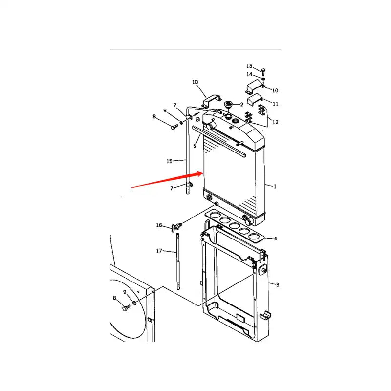 Water Tank Engine Radiator 419-03-11201 for Komatsu WA200-1 WA250-1 WA300-1 WA320-1 Wheel Loader