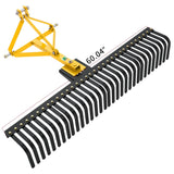 3 Point 5 FT Landscape Rock Rake for Compact Tractors, 360 Degree Rotation Fits Category 1 Hookup, Tow-Behind Garden Tool, Landscaper, and Grass Comb