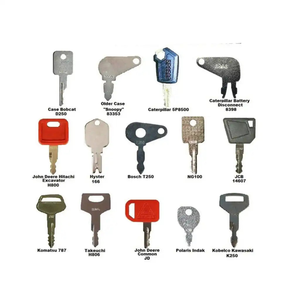 14 Pcs Ignition Key for CASE JCB Caterpillar CAT Komatsu Bobcat Hyster Kobelco Kawasaki Heavy Equipment