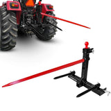 3 Point Trailer Hitch with 2 Inch Receiver, 49" Hay Bale Spear & 2 Stabilizer Spears with Trailer Gooseneck Ball Drawbar for Category 1 Tractor, 3000 lbs Capacity, Black
