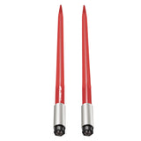 Pair Hay Spear 39" Bale Spear 3000 lbs Capacity, Bale Spike Quick Attach Square Hay Bale Spears 1 3/4", Red Coated Bale Forks, Bale Hay Spike with Hex Nut & Sleeve for Buckets Tractors Loaders