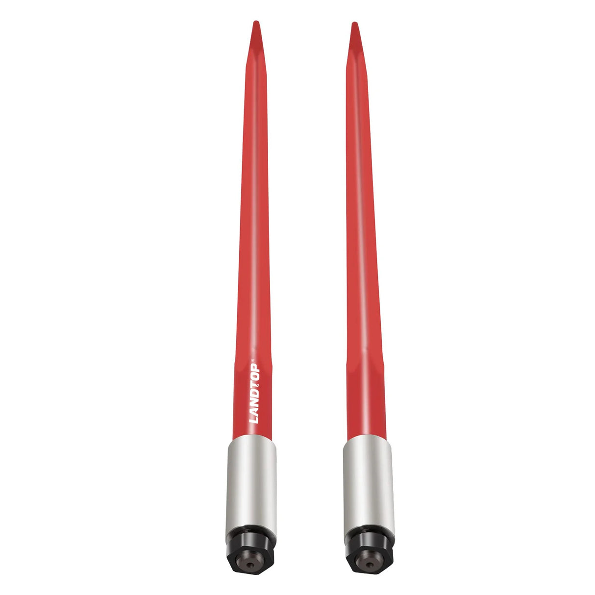 Pair Hay Spear 39" Bale Spear 3000 lbs Capacity, Bale Spike Quick Attach Square Hay Bale Spears 1 3/4", Red Coated Bale Forks, Bale Hay Spike with Hex Nut & Sleeve for Buckets Tractors Loaders