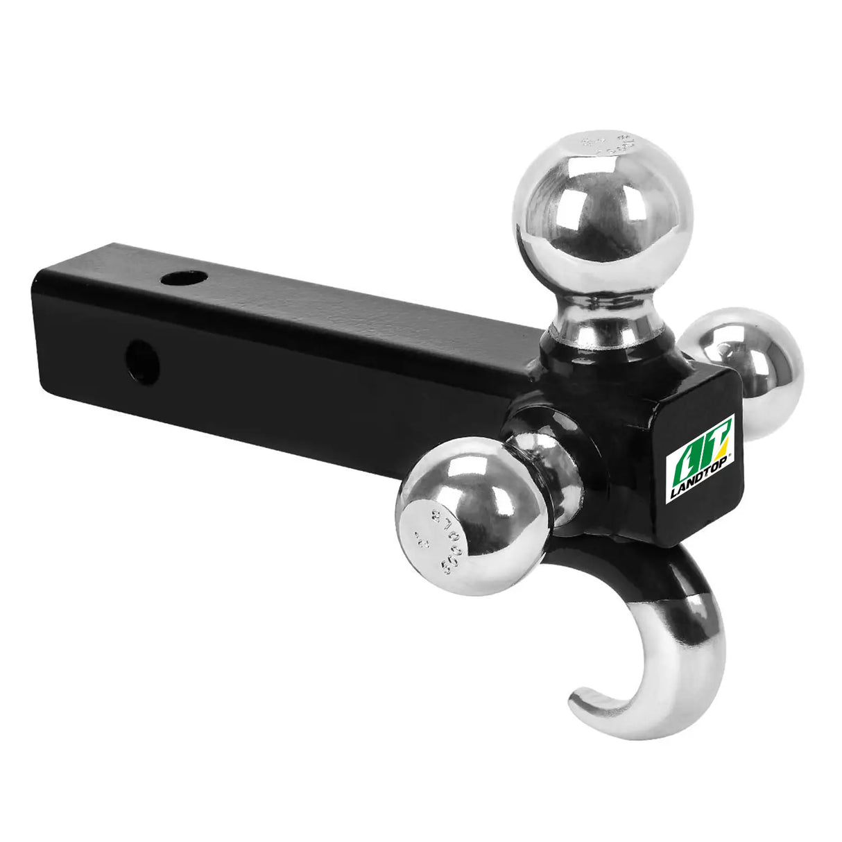 Trailer Hitch Tri Ball Mount with Hook, Multi Hitch Ball Mount Fits 2" Hitch Receiver, 1-7/8", 2", 2-5/16" Tri Ball Hitch