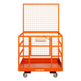 Forklift Safety Cage, 1400lbs Load Capacity, 43" x 45" Forklift Work Platform with Safety Harness & Lock, Drain Hole & Wheels & Tool Basket, Dual Nonslip Design Perfect for Aerial Work