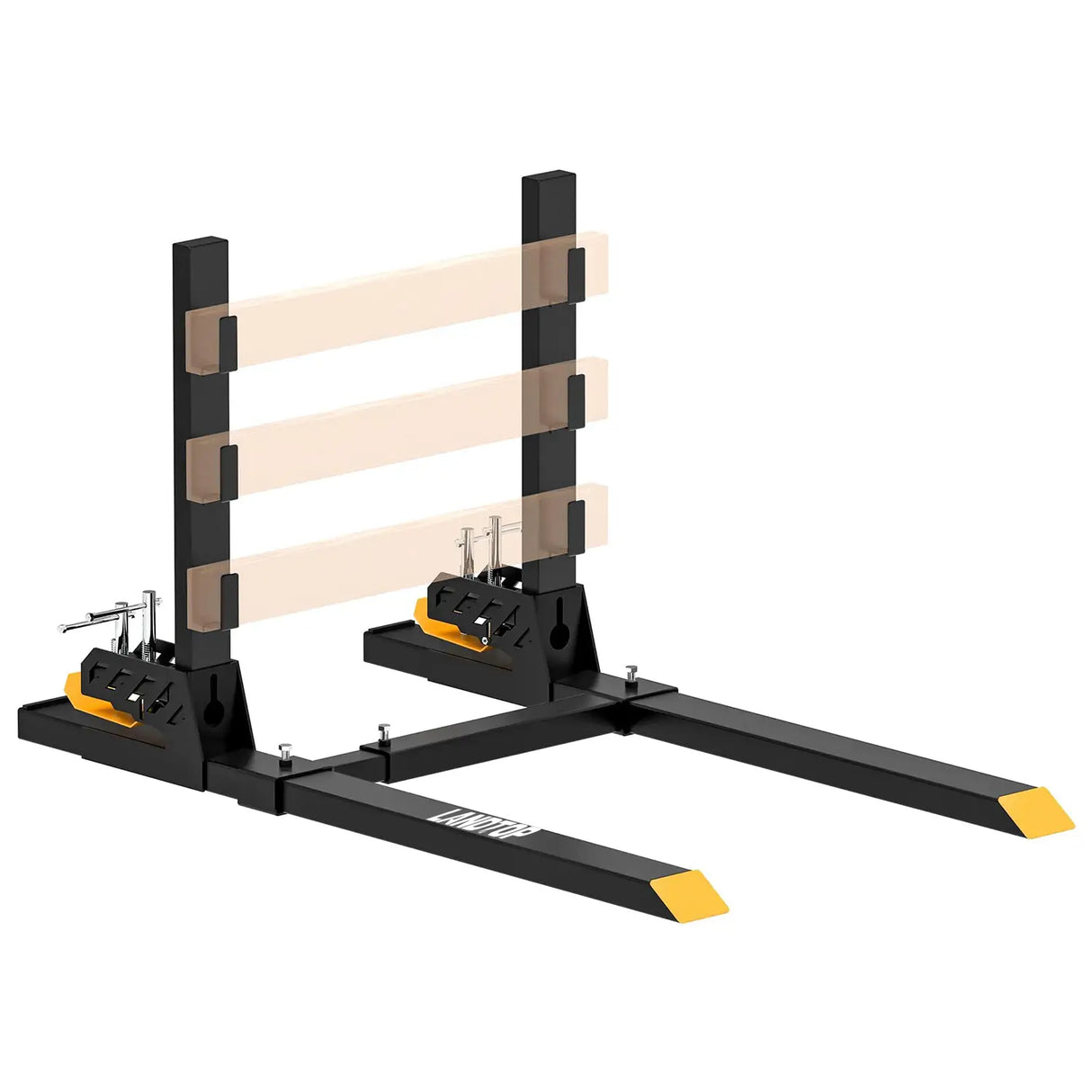 60" 4000 lbs Heavy Duty Clamp-on Pallet Forks with Anti-roll Bar, Tractor Attachment with Adjustable Stabilizer Bar for Tractor Bucket Loader Skid Steer