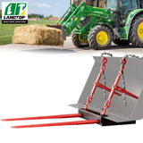 49" Dual Hay Bale Spear Attachment, 3000lbs Universal Bucket Front Skid Steer Loader Tractor Bucket