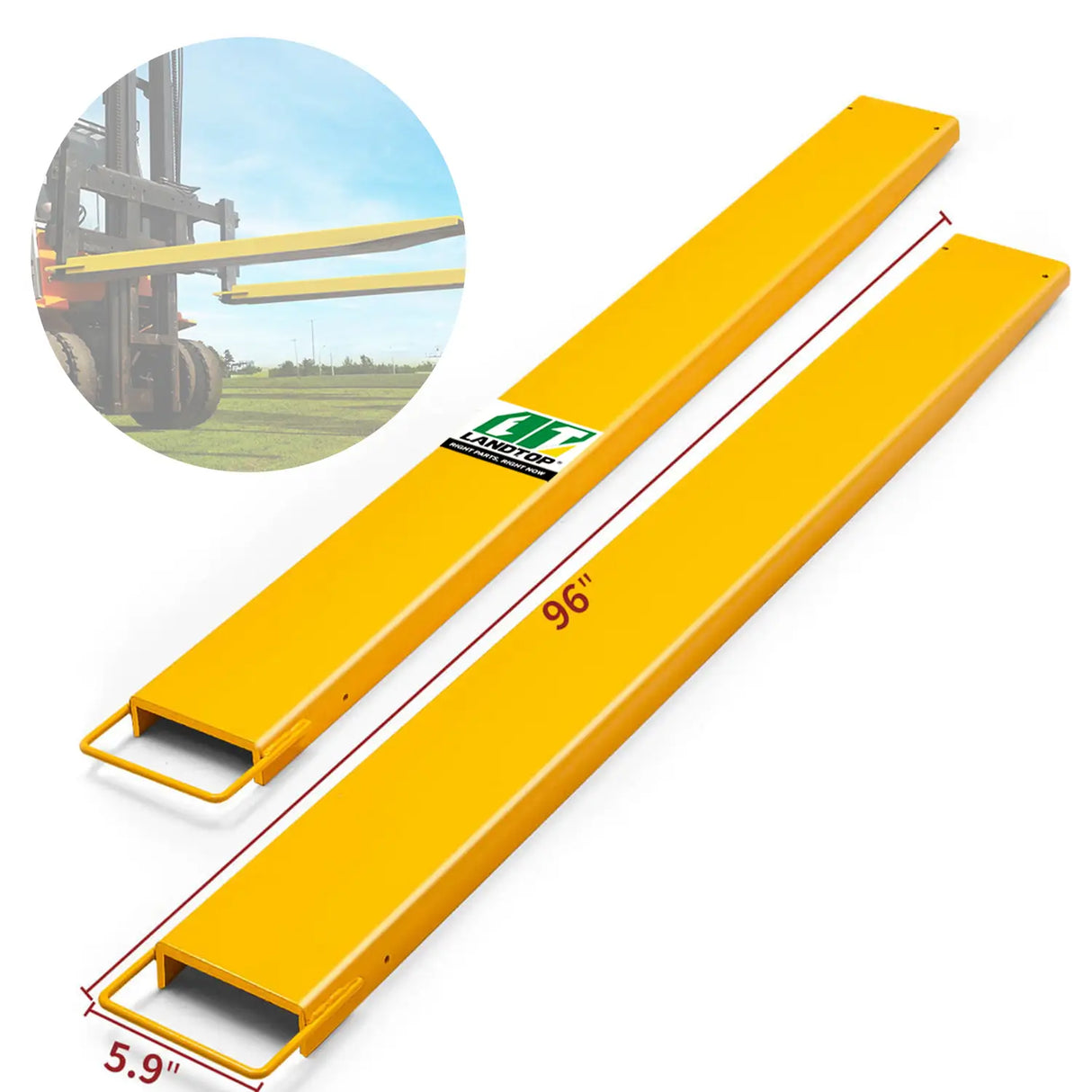 Pallet Fork Extension 96 Inch Length 4.5 Inch Width, Heavy Duty Steel Pallet Extensions for Forklift Truck, Yellow