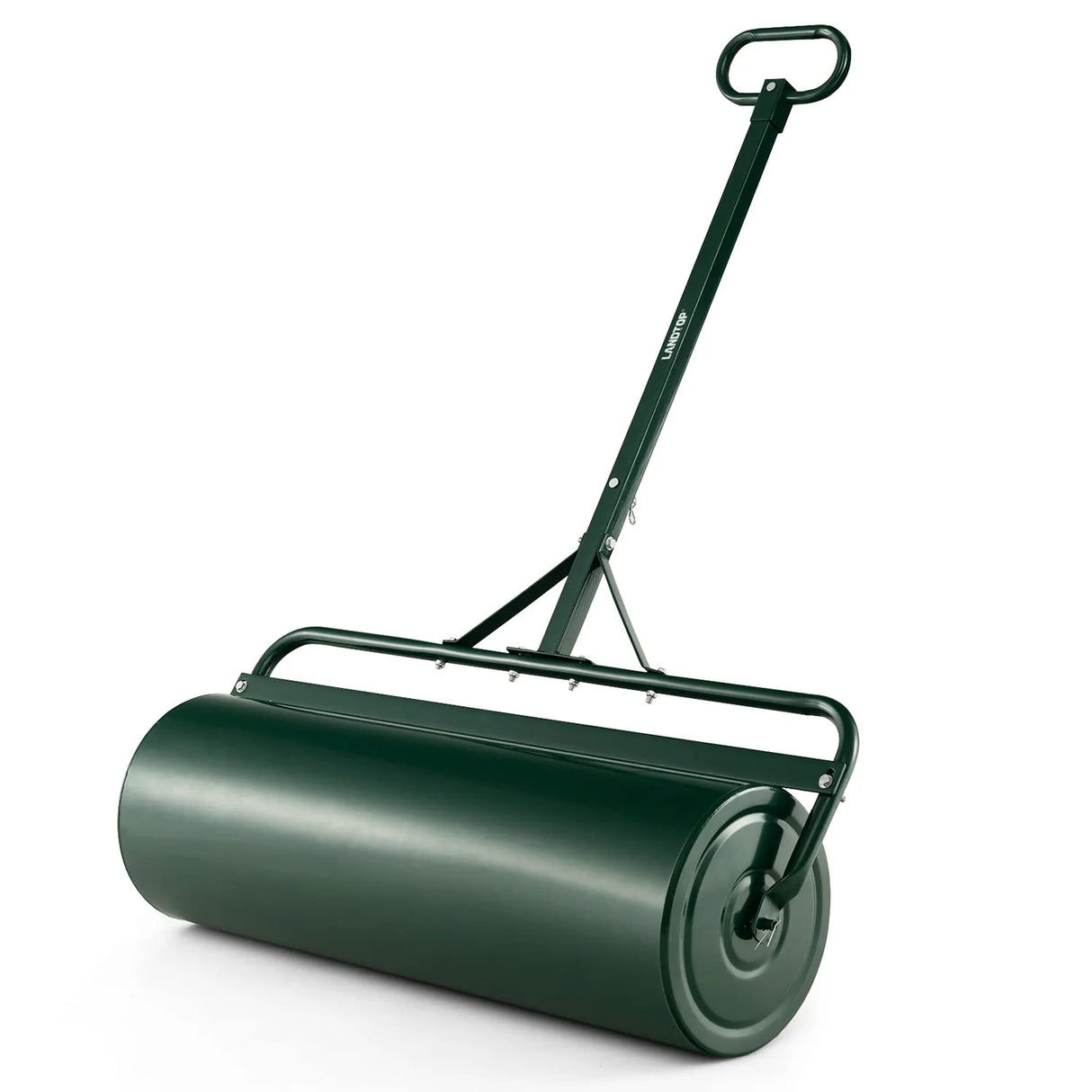 Green Lawn Roller, Push/Tow-Behind Lawn Roller, 17 Gallon/63L Water Sand Filled Sod Roller Drum Roller with Detachable Gripping Handle, Yard Roller Pull Behind a Tractor for Garden Yard Park Farm