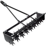 32 Inch Tow Behind Spike Aerator Soil Penetrator Spikes Tractor with Galvanized Steel Tines and Wide Tow Bar Black Lawn Aerator for Home Yard Farm Use