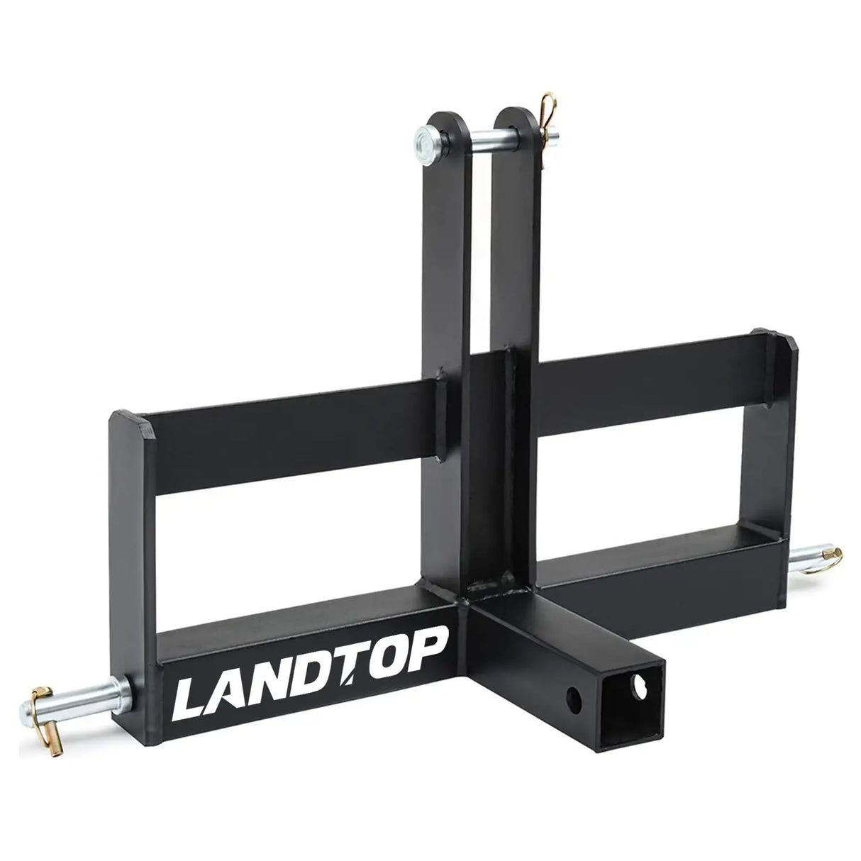 3 Point Hitch Receiver for Category 1, 2" Receiver Tractor Drawbar Attachments with Suitcase Weight Brackets, Black