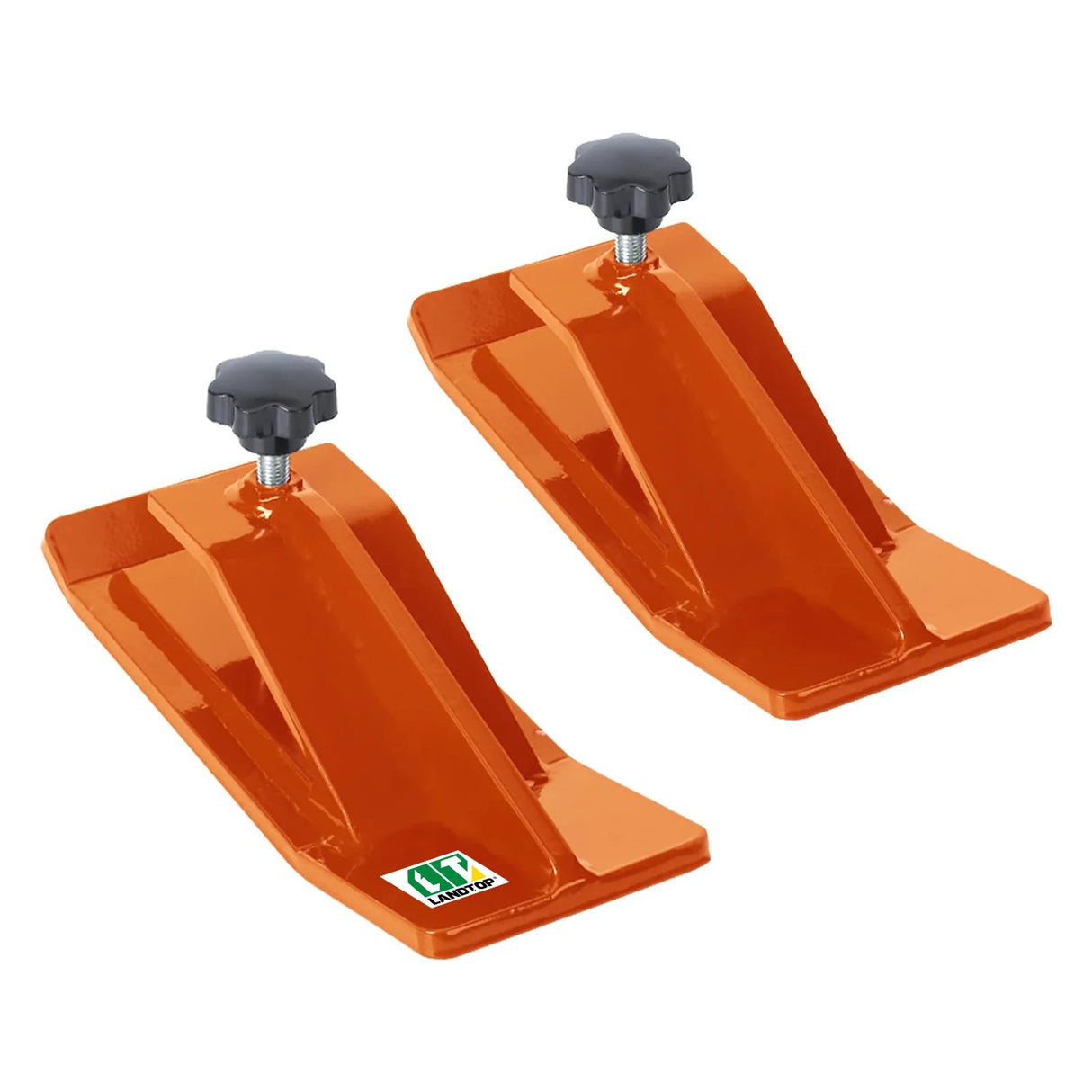 Tractor Bucket Protector, 2pcs Ski Edge Protector, Turf Tamer Skid Protector, Heavy Duty Steel Bucket Edge Anti-Skid Device, Bucket Attachment for Snow Leaves Removal Spreading Gravel, Orange