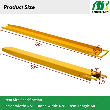Pallet Forks Extensions 60 Inch Length,Heavy Duty for Forklift,Forklift Extensions 6.5 Inch Width Tractor Skid Steer,Loader Bucket attachments Accessories,Yellow