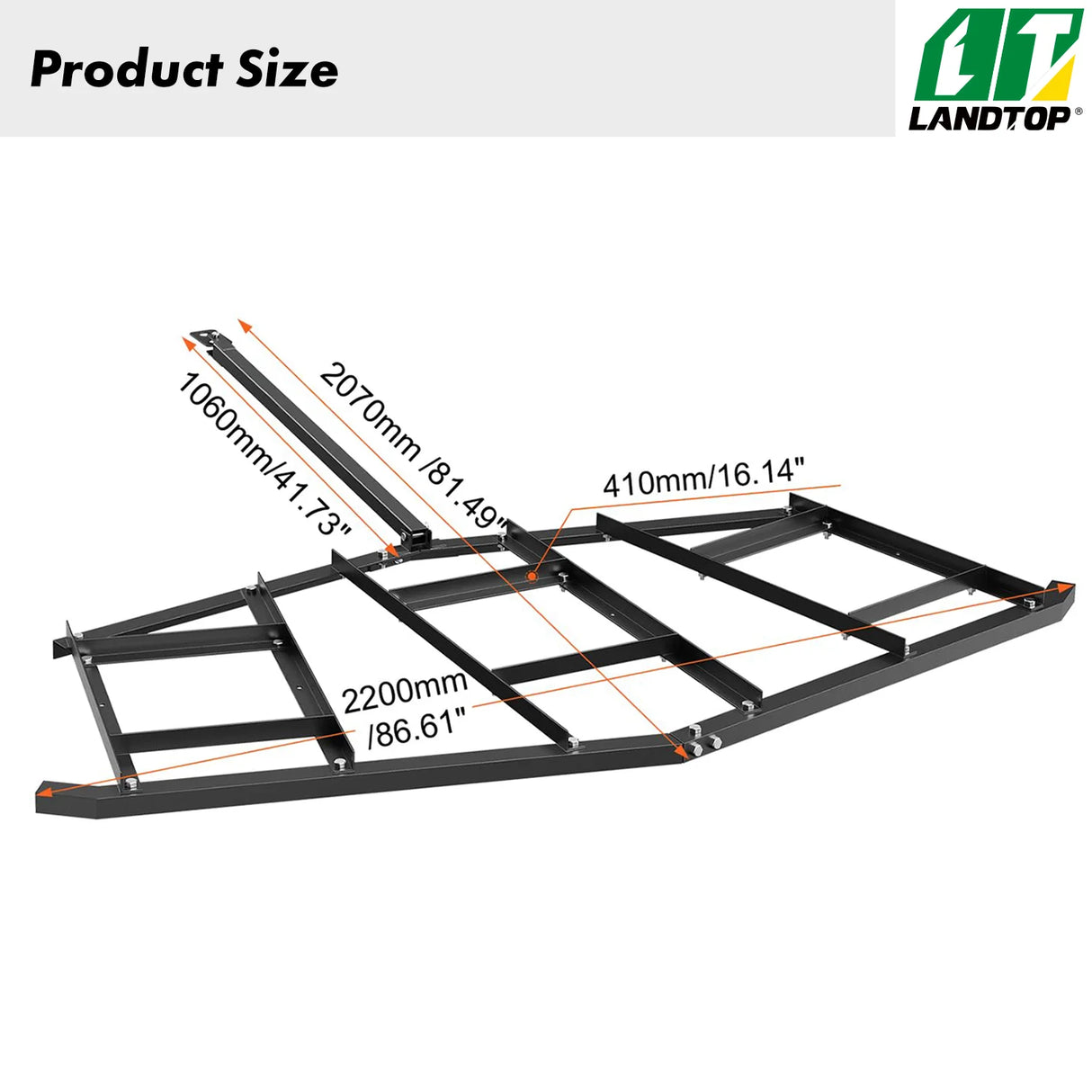 Driveway Drag, 86" Width Tow Behind Q235 Steel Grader with Adjustable Bars, Support up to 50 lbs, for ATVs, UTVs, Garden Lawn Tractors, Black