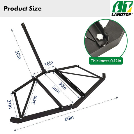 Driveway Drag 66" Width, Driveway Drag Grader w/ 3 Sets Adjustable Bolts & 2 Reinforcement Bars, Tow Behind Drag Harrow with Pin-Style Hitch, Garden Lawn Tractor Driveway Grader for ATVs, UTV