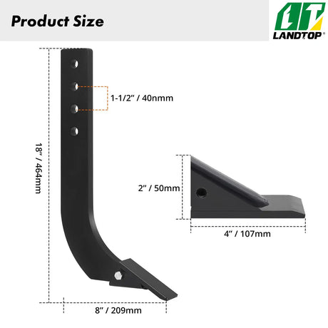 Box Blade Shank, 18" Scarifier Shank, 4 Holes Box Scraper Shank, Ripper Shank with Removable Tapered Teeth and Pins, Adjustable Shanks Assembly for Replacement, Digging, Plowing