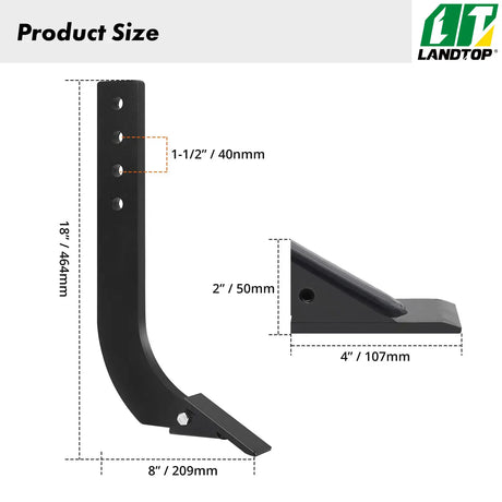 5pcs Box Blade Shank, 18" Scarifier Shank, 4 Holes Box Scraper Shank, Ripper Shank with Removable Tapered Teeth and Pins, Adjustable Shanks Assembly for Replacement, Digging, Plowing