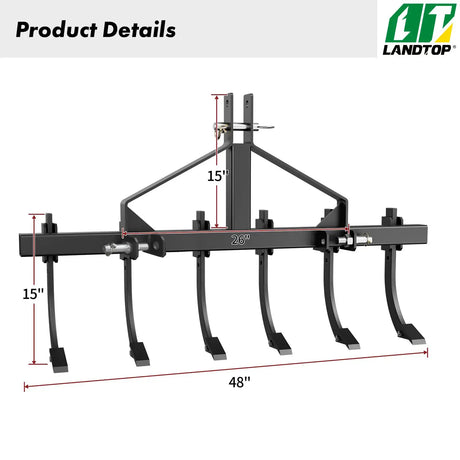 Chisel Plow Scarifier, Detachable Cultivator with 6 Scarifier Shank, 3 Point Scarifier for CAT-0 & CAT-1