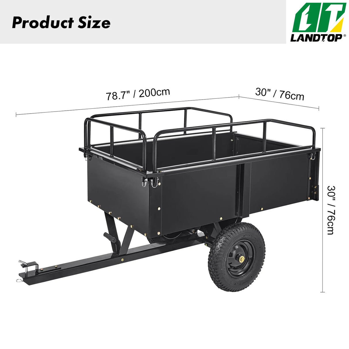 Heavy Duty ATV Trailer Steel Dump Cart Tow Behind, 750 lbs 15 Cubic Feet, Garden Utility Trailer Yard Trailers with Removable Sides for Riding Lawn Mower Tractor