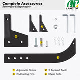 Hitch Mounted Ripper, 16" Shank Length Box Scraper Shank, 4 Hole Site Box Blade for Tractor, 2 Locating Pins Ripper Shank, 2 Plough Tips Box Blade Shank Teeth